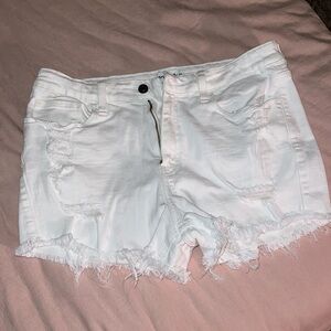 Studio Blue distressed white jean shorts